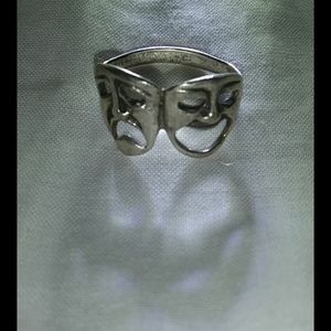 Vtg Sterling 925 DRAMA MASKS Ring